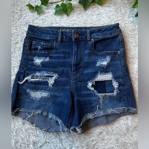 American Eagle outfitters super stretch, super high rise distressed Jean shorts